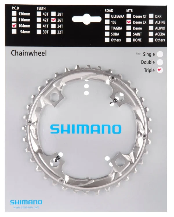 Shimano SLX Ab 2009 4-Arm 9-fach 36 Zähne AD-Type Alu Schwarz Y-1KF98050 1