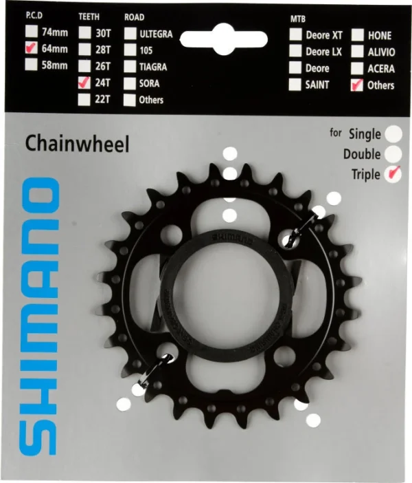 Shimano M-522 4-Arm 10-fach 24 Zähne AE-Type Stahl Schwarz Y-1N098010 1