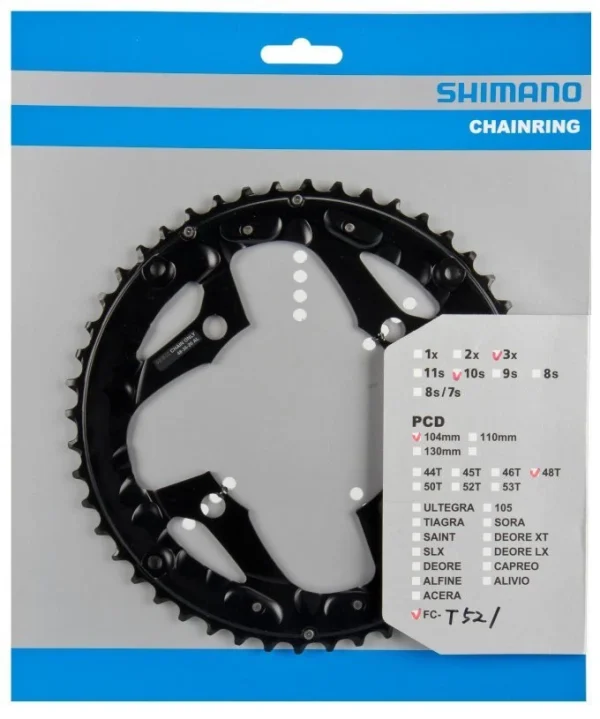 Shimano T-521 Ab 2011 4-Arm 10-fach 48 Zähne AL-Type Alu Schwarz Für Ketttenschutzring Y-1NL98060 1