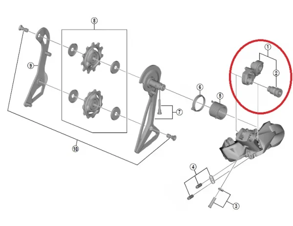 Shimano Dura Ace RD-R9150 Schaltwerkaufhängung Komplett 1