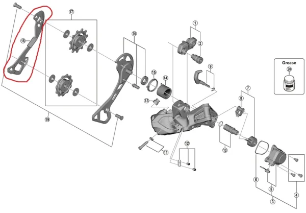 Shimano GRX RD-RX817 Schaltwerk Leitblech Innen 1